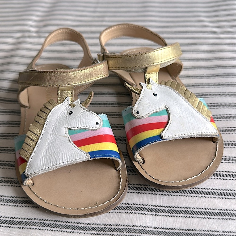 Mini Boden unicorn gold sandals size 30
